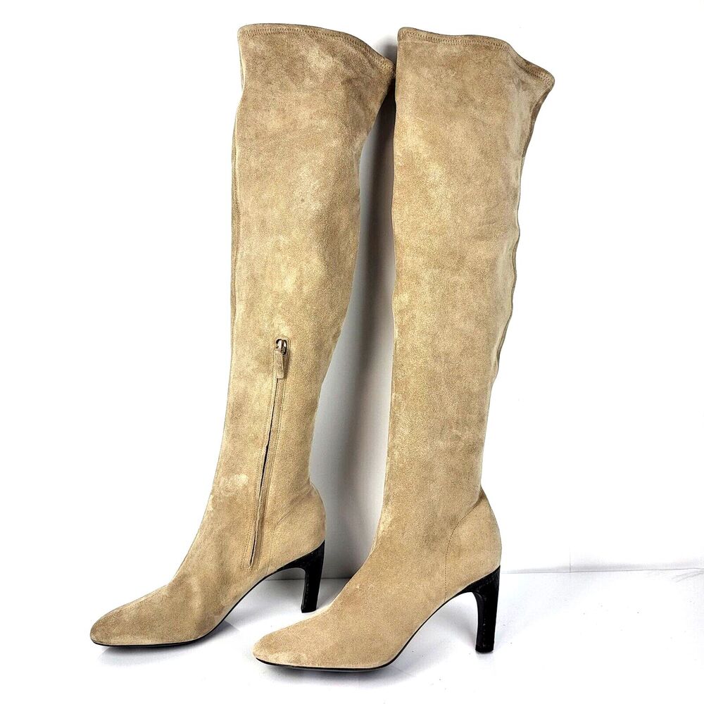 TORY BURCH suede Over The Knee Boots EMBOSSED HEEL